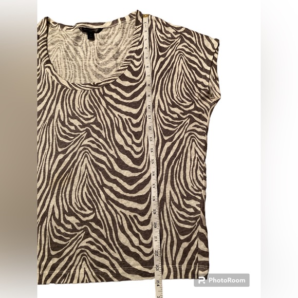 Banana Republic 100% Linen Brown Zebra Print Top. Size Small. - Picture 6 of 10